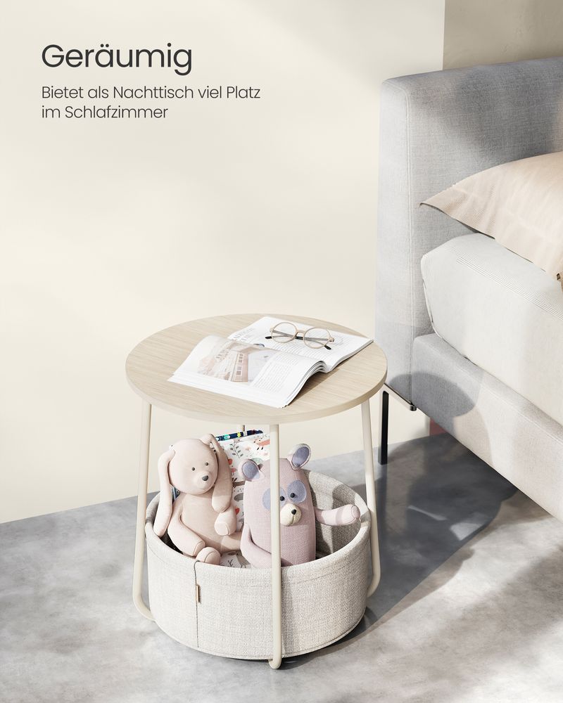 Moderne Ronde Bijzettafel met Opbergmand - De Vries Meubels