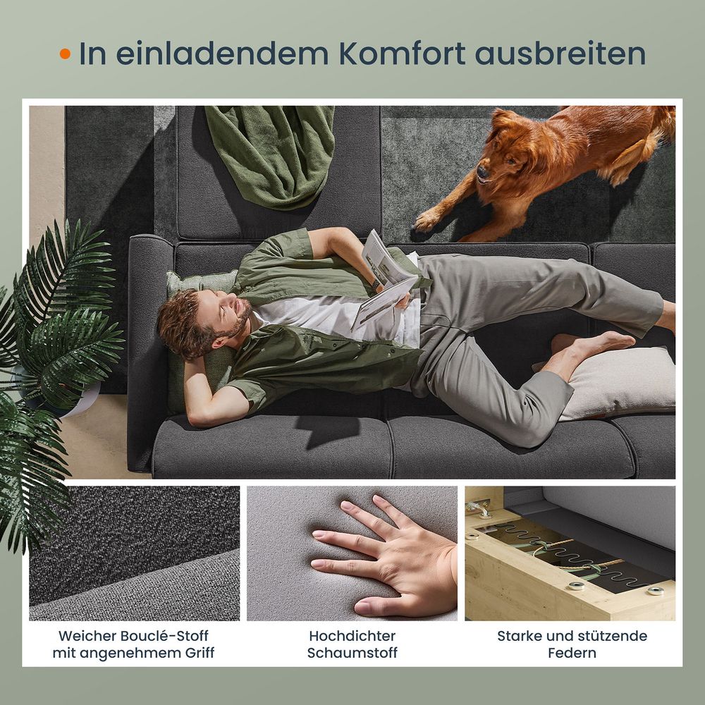 Modulaire Bank - Bouclé Bankstel - Verstelbaar - De Vries Meubels