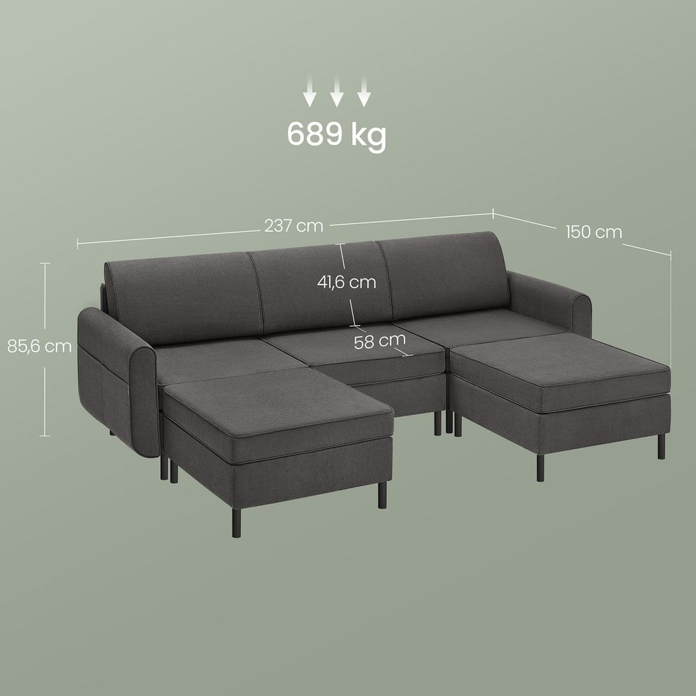 Modulaire Bank - Bouclé Bankstel - Verstelbaar - De Vries Meubels