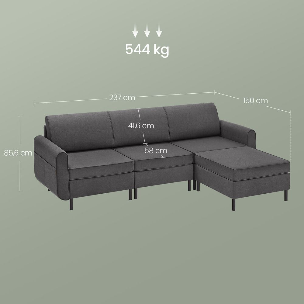 Modulaire Bank - Bouclé Bankstel - Verstelbaar - De Vries Meubels