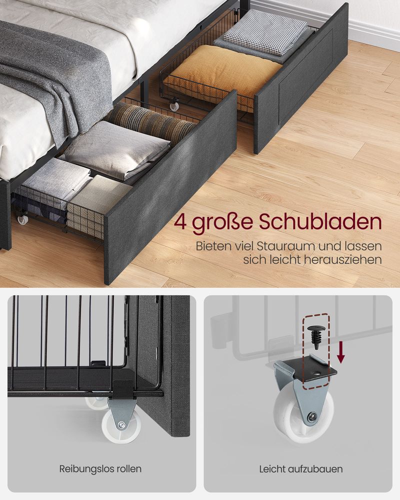Multifunctioneel bedframe met LED - verlichting en opbergruimte - USB - aansluiting - De Vries Meubels