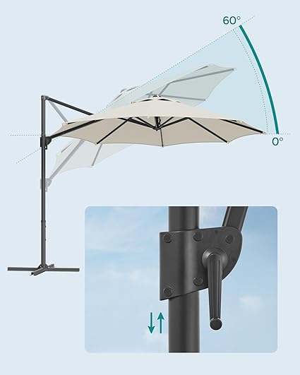 Parasol met Zwengel - UPF 50+ - 360° Draaibaar & Kantelbaar - Ø 300 cm - De Vries Meubels