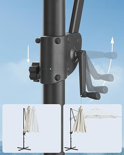 Parasol met Zwengel - UPF 50+ - 360° Draaibaar & Kantelbaar - Ø 300 cm - De Vries Meubels
