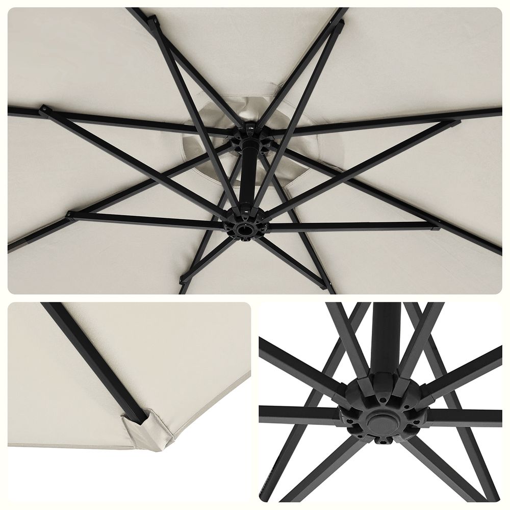 Parasol Ø 3 Meter - Tuinparasol met Handkurbel en UV - Bescherming - De Vries Meubels