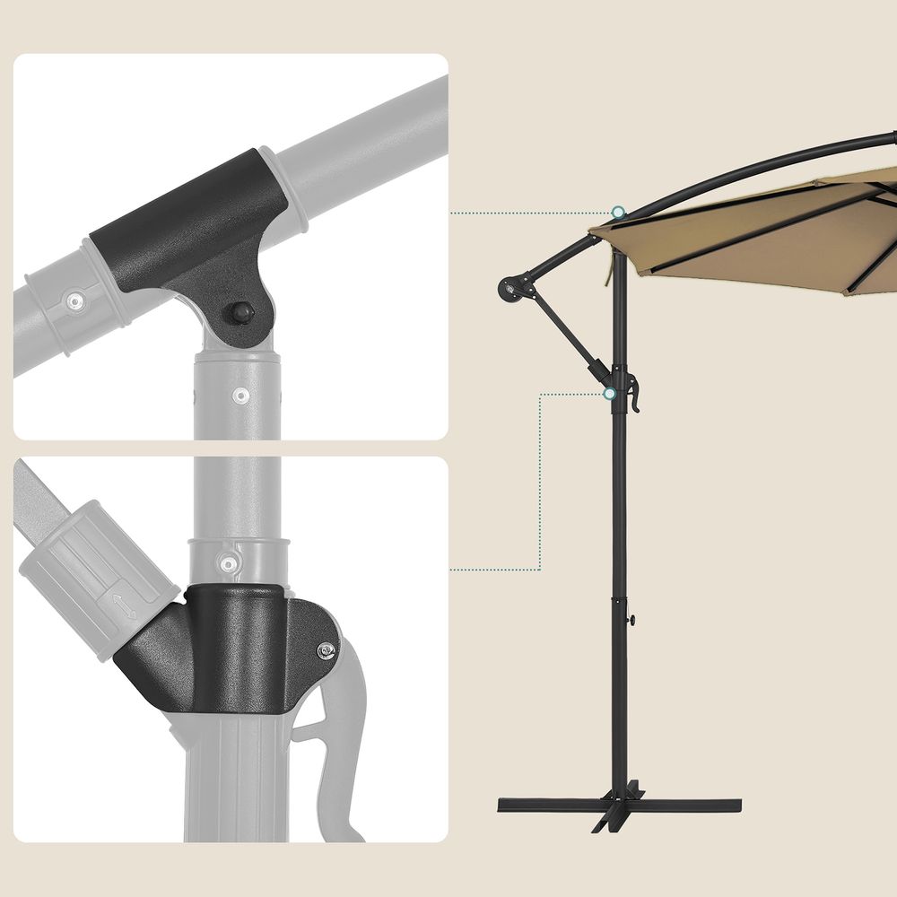 Parasol Ø 3 Meter - Tuinparasol met Handkurbel en UV - Bescherming - De Vries Meubels
