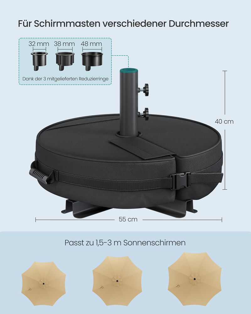 Parasolvoet met Gewichtszak - Stabiele Parasolstandaard voor Diverse Parasols - De Vries Meubels
