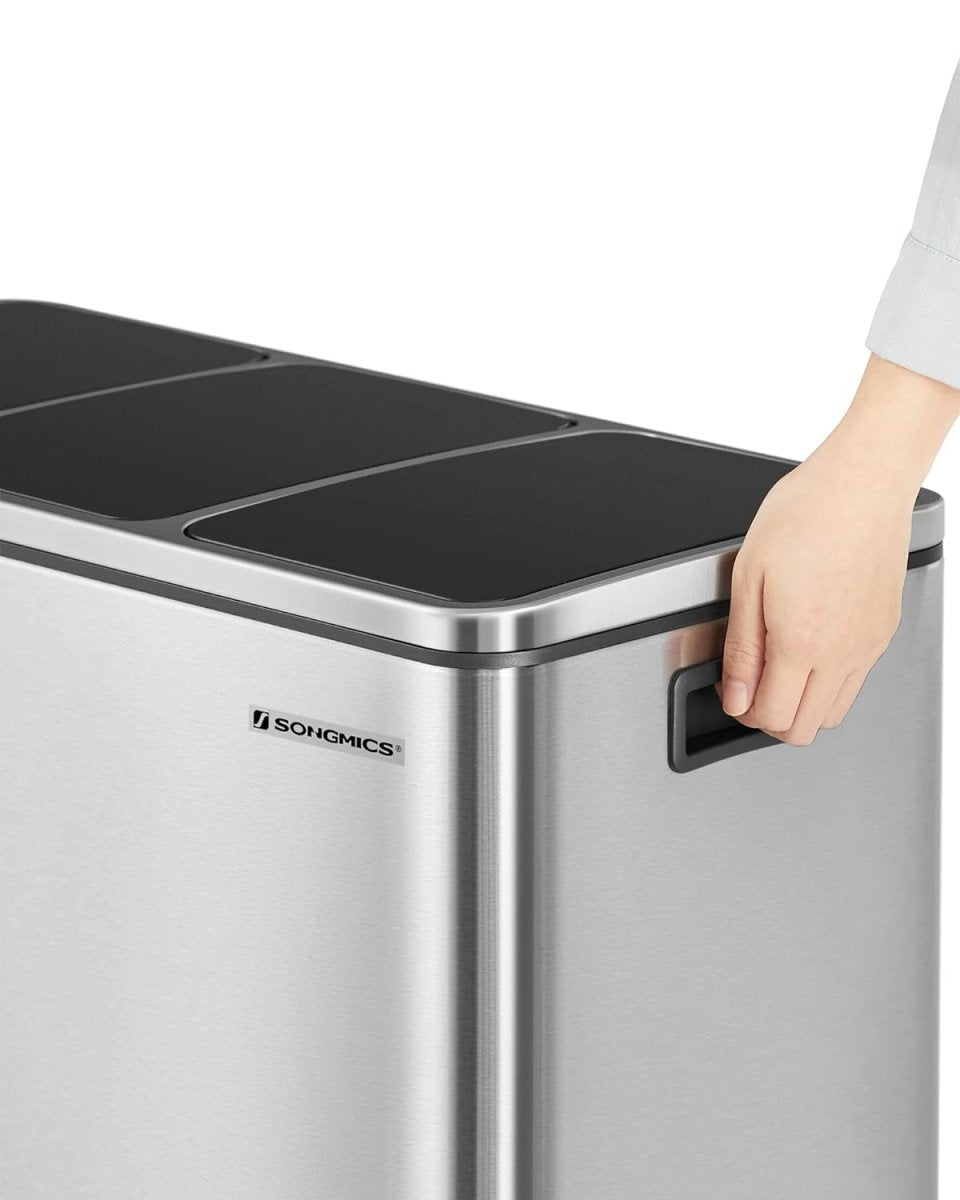 Prullenbak 54L - 3 Vaks Vuilnisbak - Pedaalemmer - Afvalbak 3 x 18L - De Vries Meubels