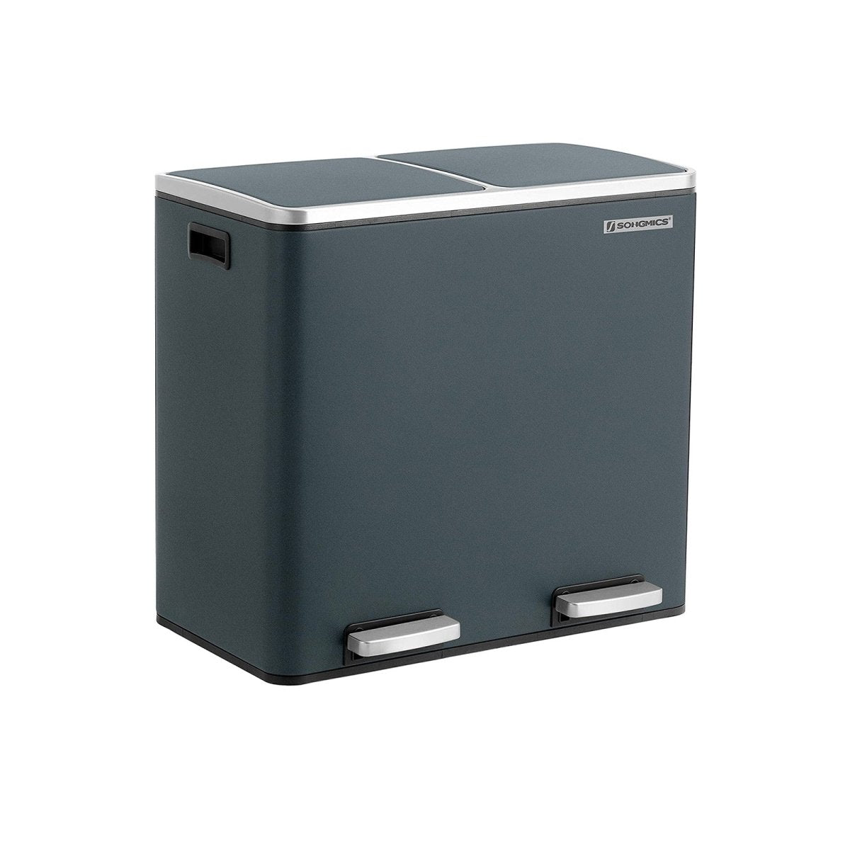 Prullenbak met 2 Vakken - 60 Liter Afvalbak Gescheiden - Pedaalemmer - Afvalscheiding - De Vries Meubels