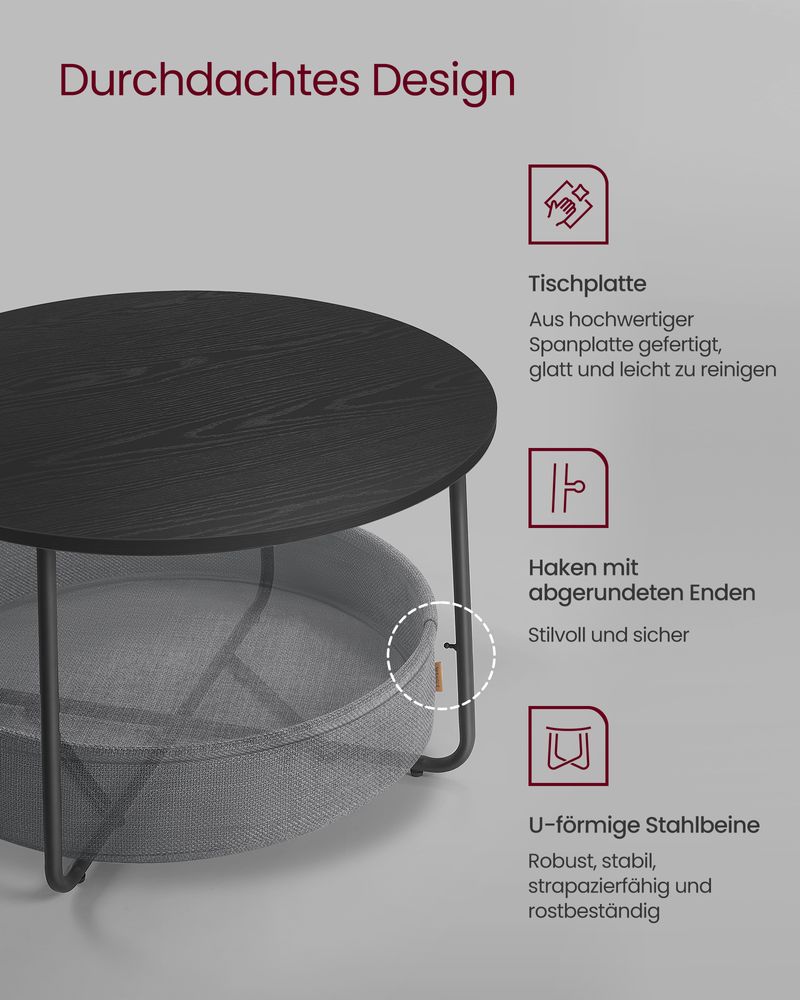 Ronde salontafel met opbergmand - Stijlvol en praktisch - De Vries Meubels