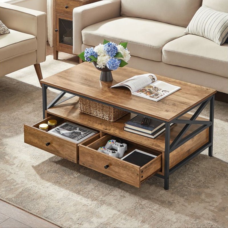 Salontafel met 2 Laden - Verstelbare Poten - Eiken - De Vries Meubels