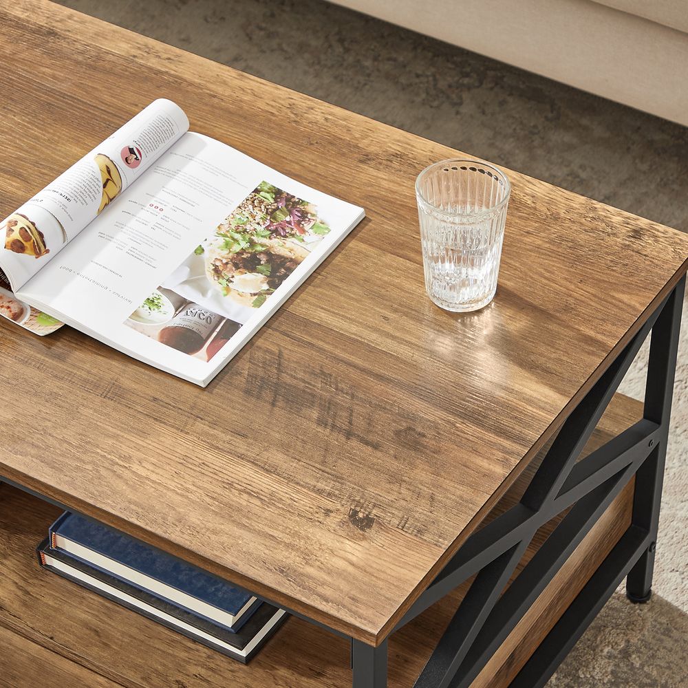 Salontafel met 2 Laden - Verstelbare Poten - Eiken - De Vries Meubels