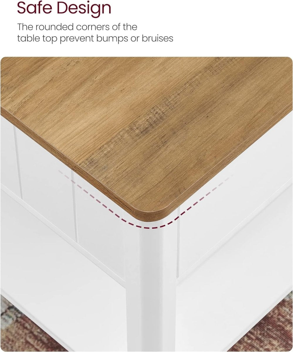 Salontafel met Lade - Bruin tafelblad - Wit onderstel - Koffietafel - 80 x 80 cm - De Vries Meubels