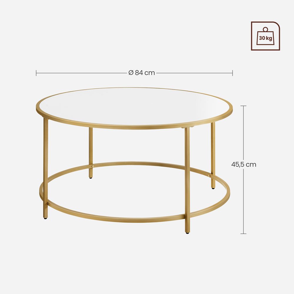 Salontafel met Rond Goudkleurig Frame – Elegante Blikvanger voor de Woonkamer - De Vries Meubels