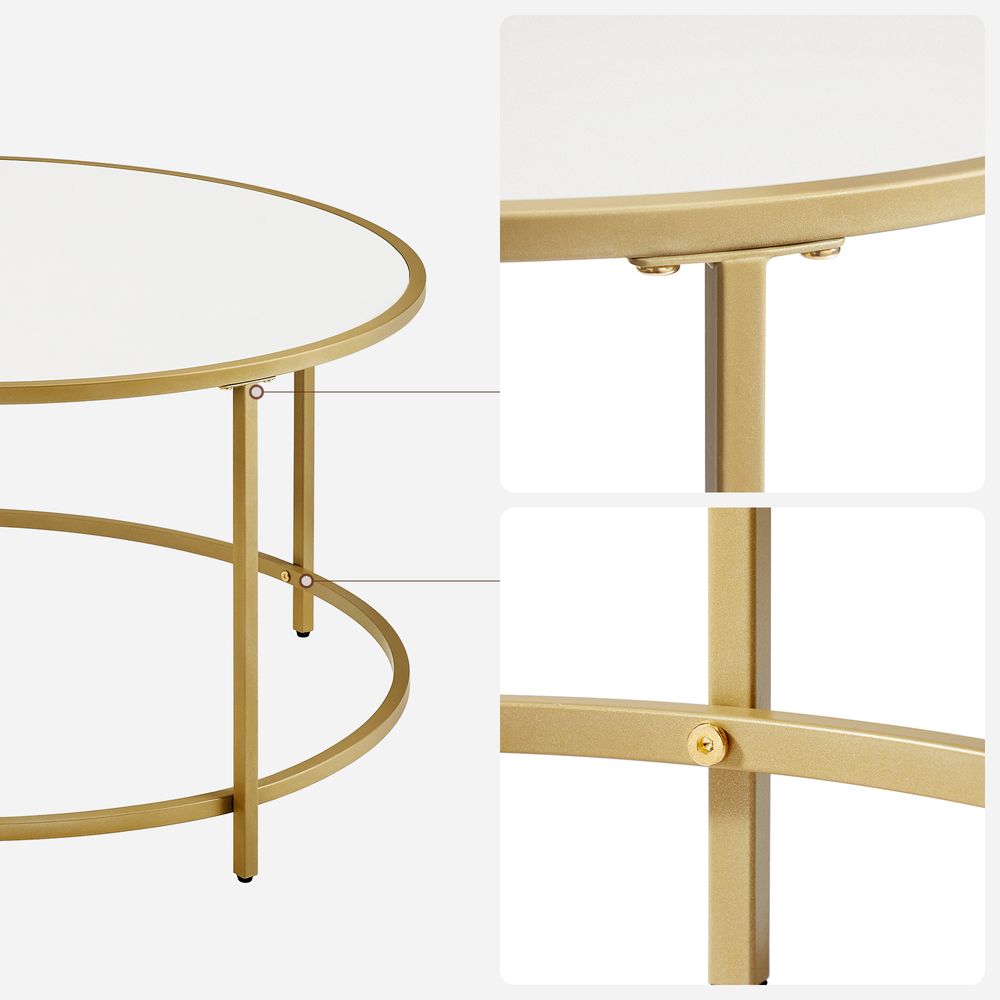 Salontafel met Rond Goudkleurig Frame – Elegante Blikvanger voor de Woonkamer - De Vries Meubels