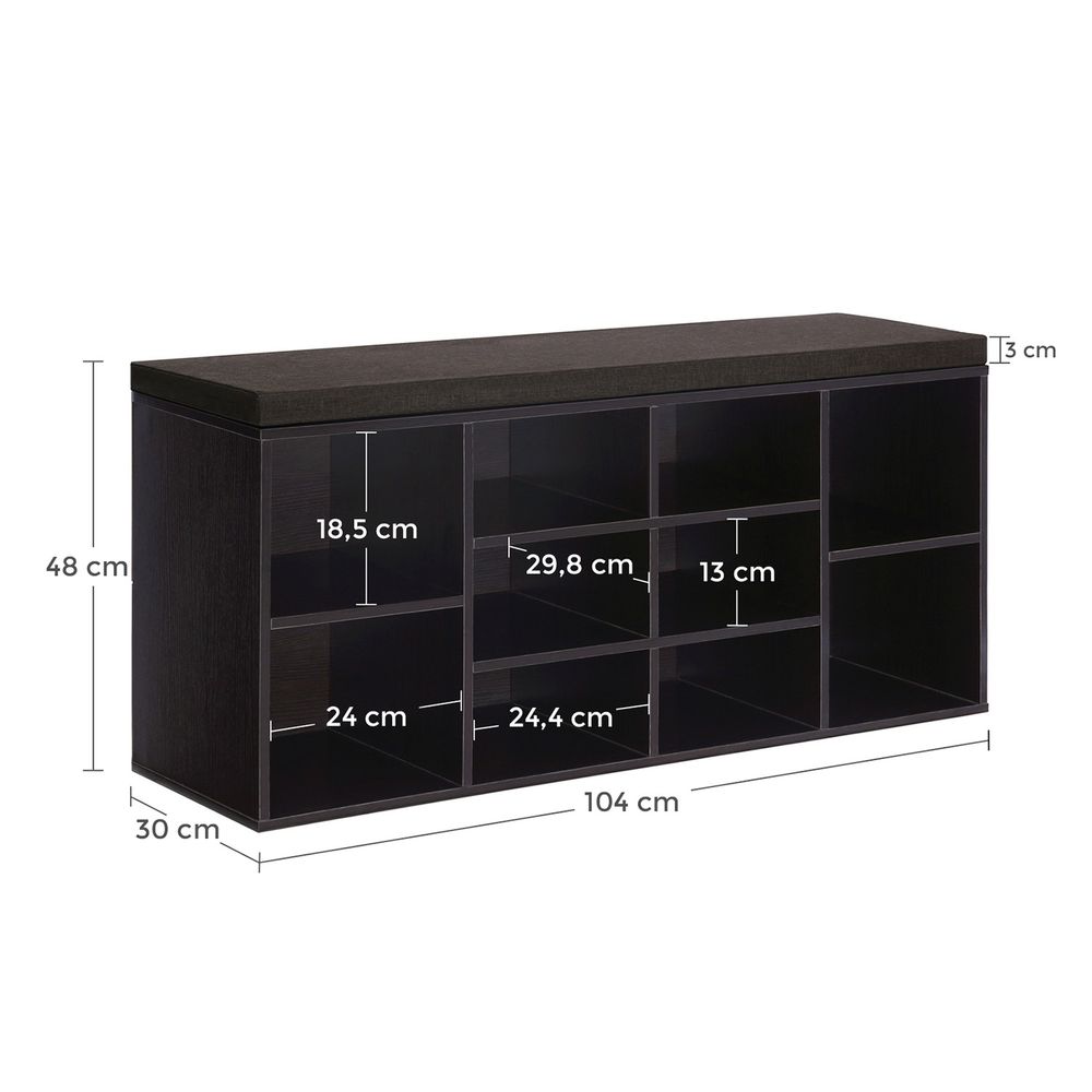 Schoenenbank met Opbergruimte - Schoenenrek met 10 Vakken - De Vries Meubels