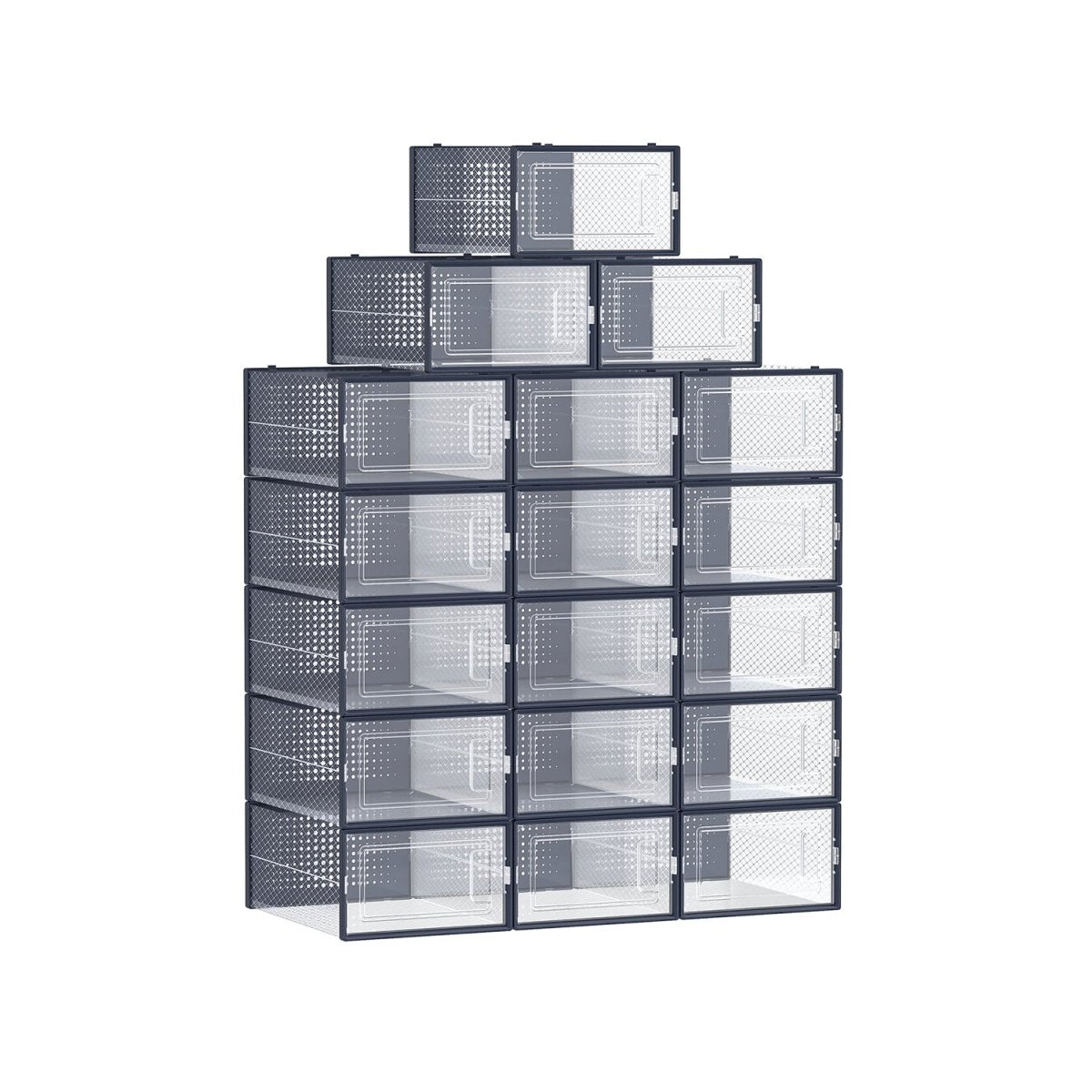 Schoenendozen Set van 18 - Transparante Stapelbare Schoenenopbergers met Deurtje - De Vries Meubels