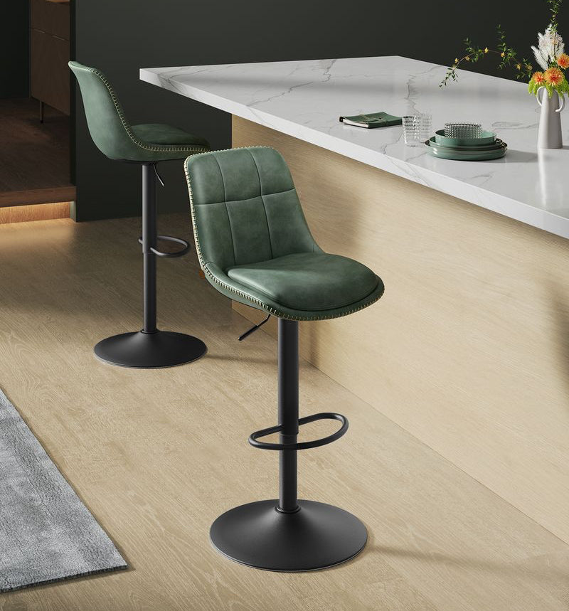 Set van 2 Barkrukken - Verstelbaar en 360° Draaibaar - Kunstleer - De Vries Meubels