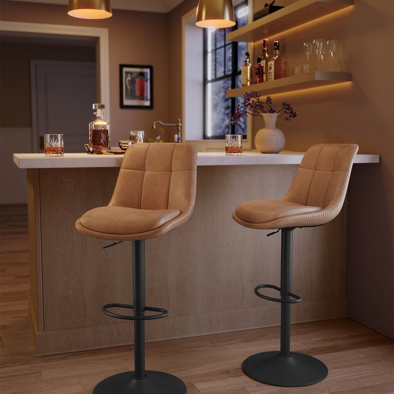 Set van 2 Barkrukken - Verstelbaar en 360° Draaibaar - Kunstleer - De Vries Meubels