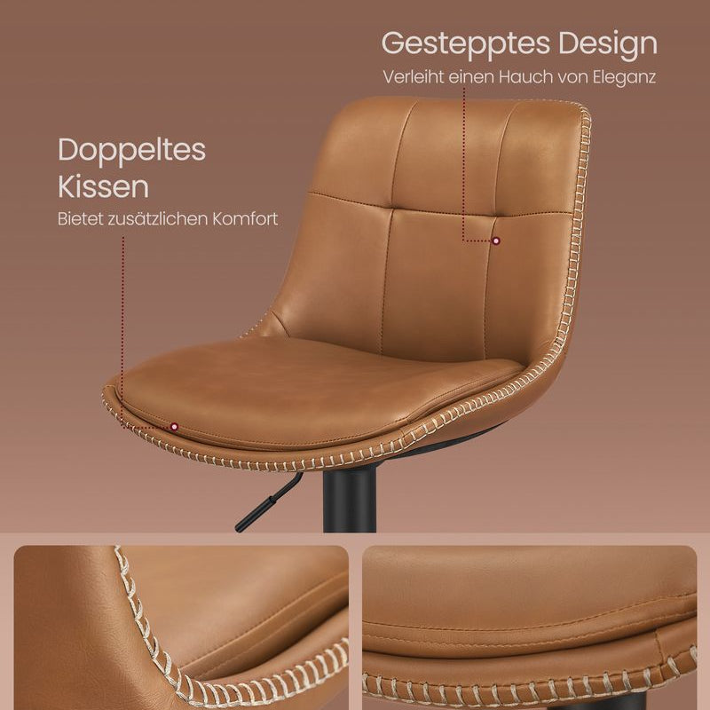 Set van 2 Barkrukken - Verstelbaar en 360° Draaibaar - Kunstleer - De Vries Meubels