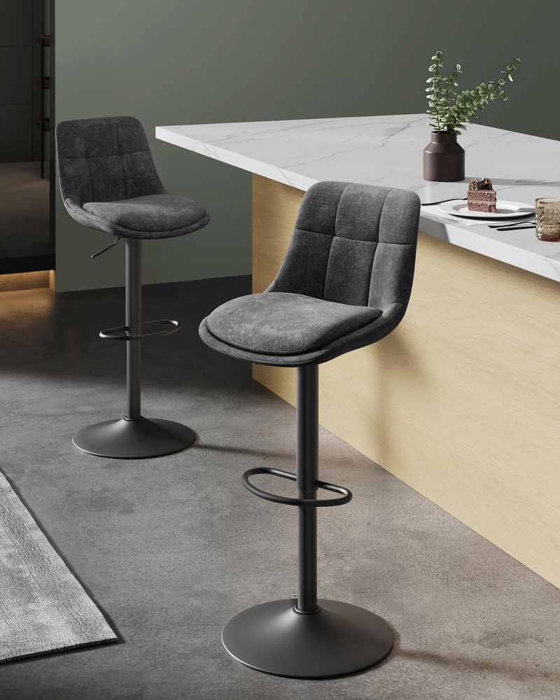 Set van 2 verstelbare barstoelen met rugleuning en voetsteun - 360° draaifunctie - De Vries Meubels