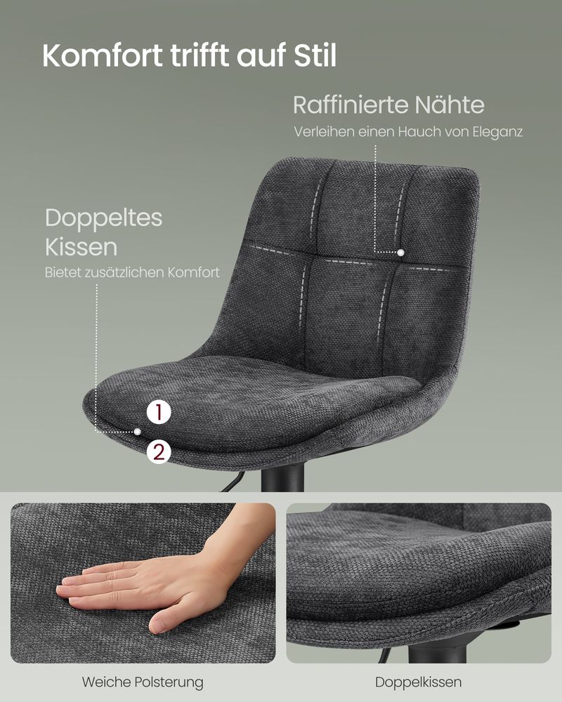 Set van 2 verstelbare barstoelen met rugleuning en voetsteun - 360° draaifunctie - De Vries Meubels