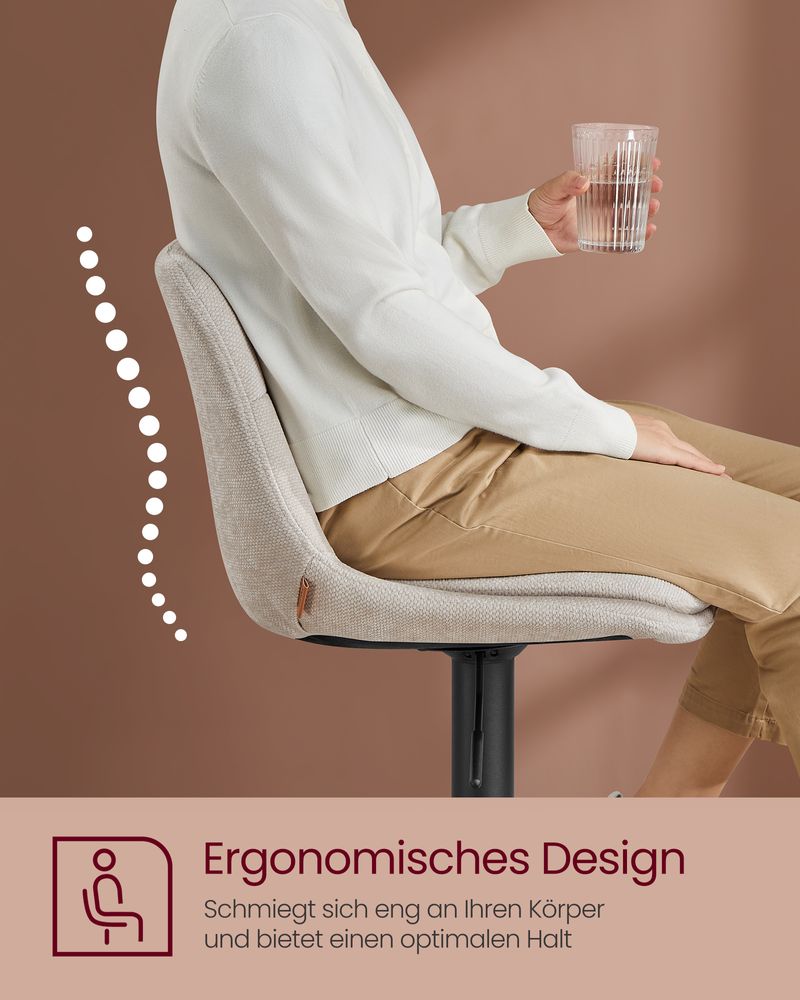 Set van 2 verstelbare barstoelen met rugleuning en voetsteun - 360° draaifunctie - De Vries Meubels