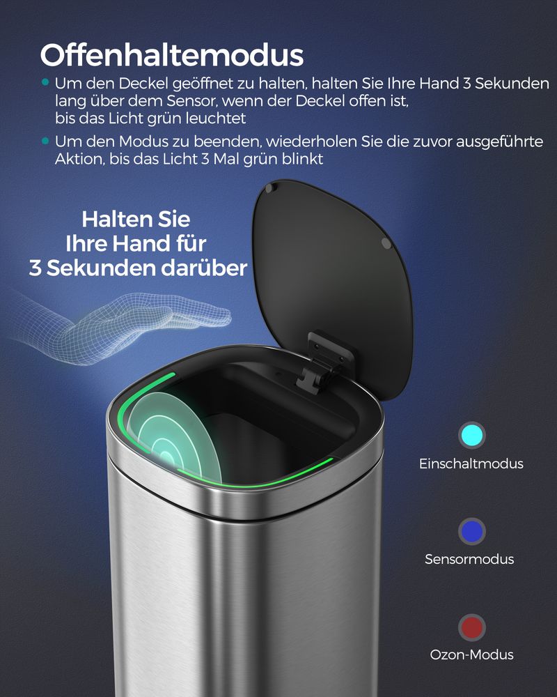 Slimme sensor Afvalemmer 50L - Prullenbak - Compact - De Vries Meubels