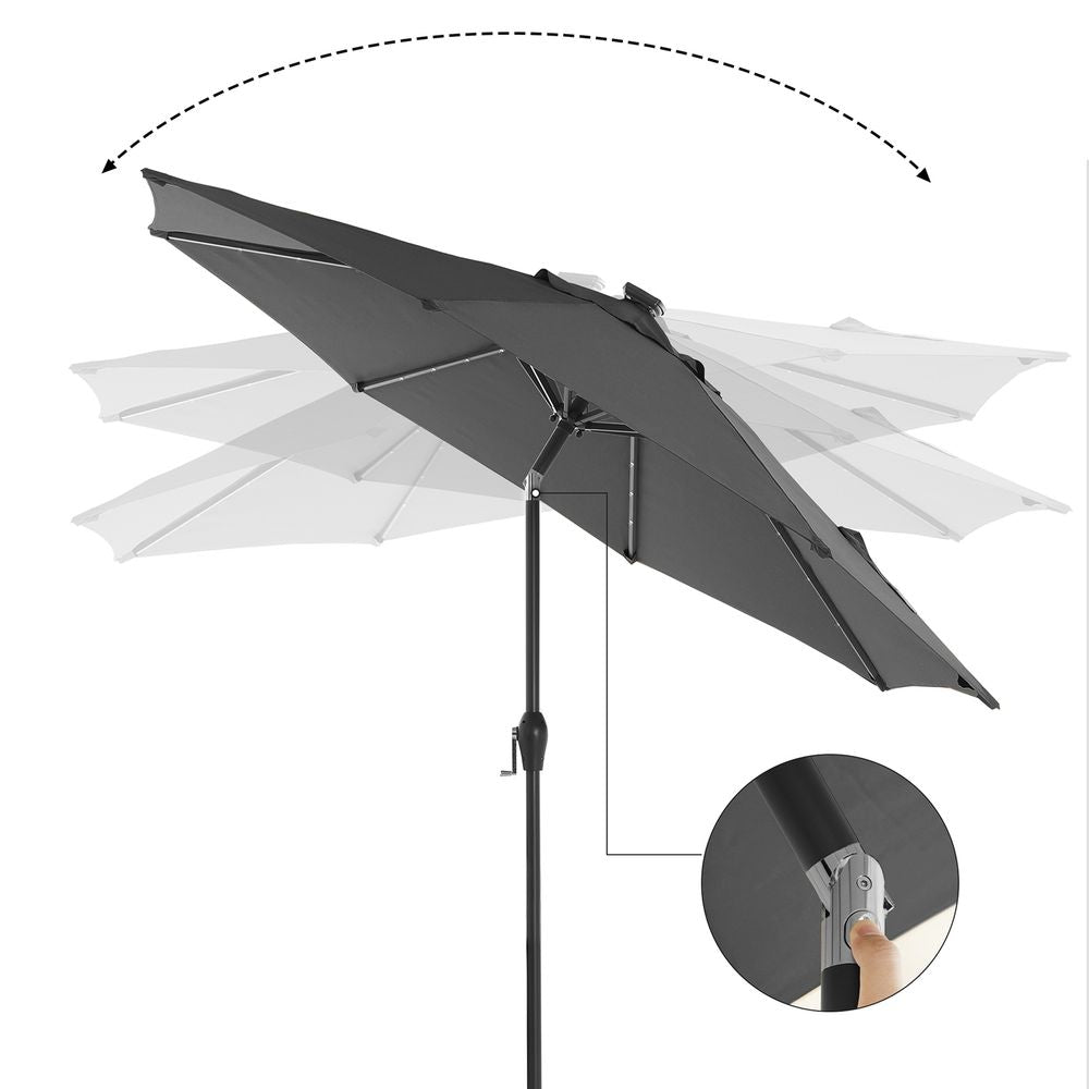 Solar LED Parasol Ø 2.7 of 3 Meter - Tuinparasol met Kantelfunctie - De Vries Meubels
