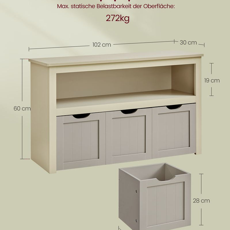 Speelgoedkast met 3 opbergbakken - stijlvol en praktisch - Kinderkamer - De Vries Meubels