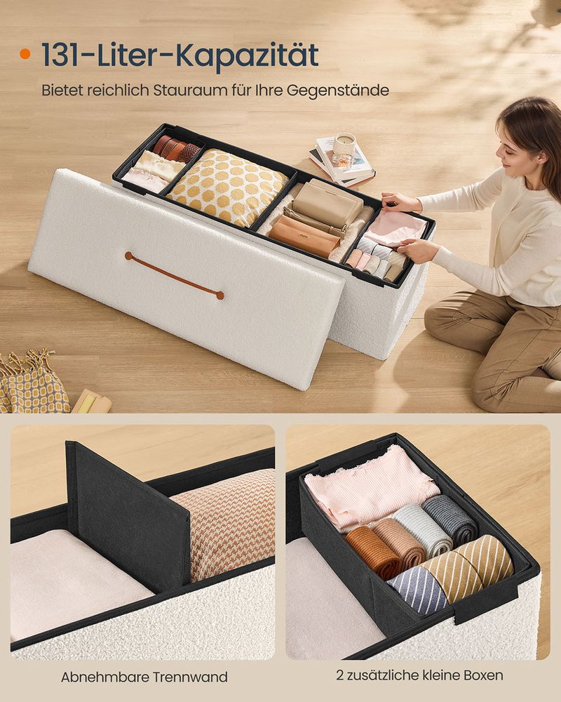 Stijlvolle Opvouwbare Opbergbank 131 Liter - Hocker met Opbergruimte - De Vries Meubels