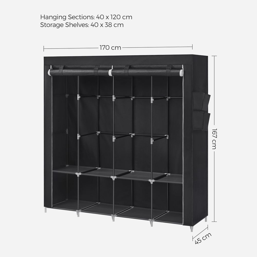 Stoffen Kledingkast met Hangvakken en Planken – Ruime en Praktische Opbergoplossing - De Vries Meubels