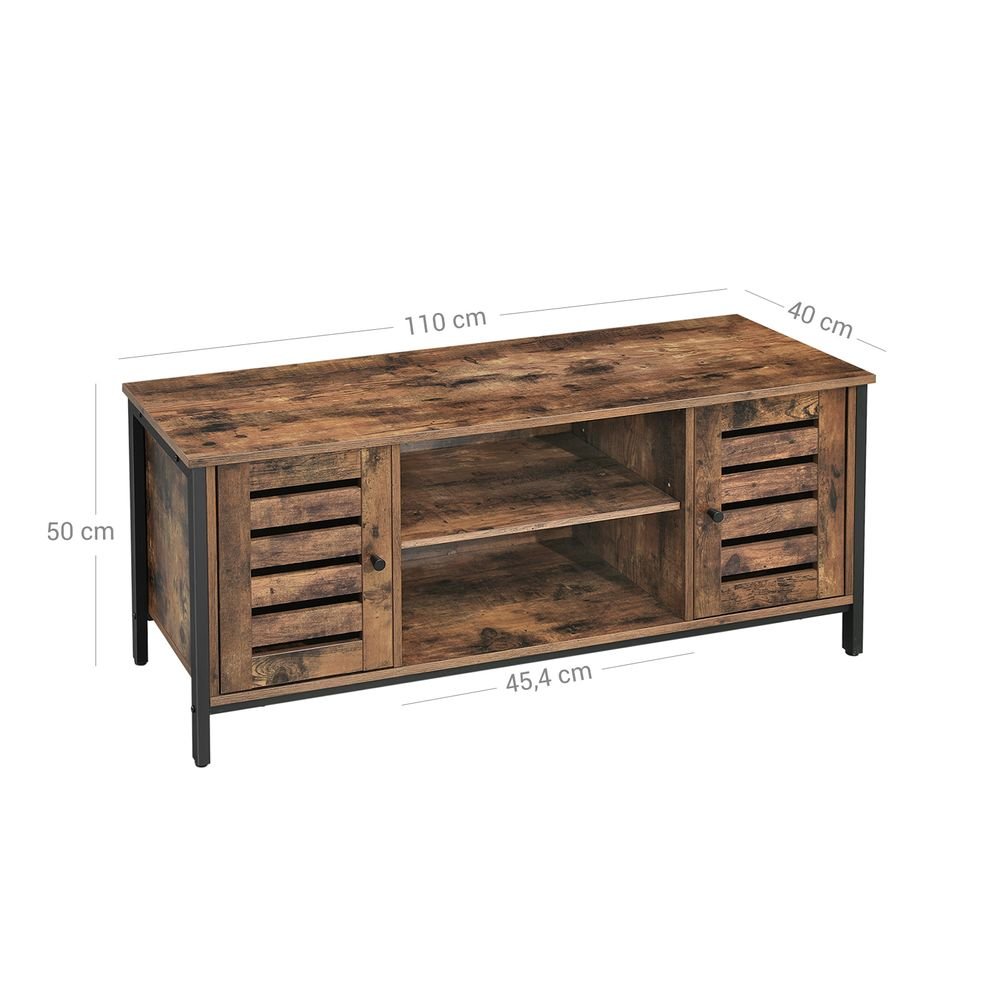 Vintage TV - meubel met Louvredeuren - Televisiekast met Opbergruimte - Verstelbare Plank - De Vries Meubels