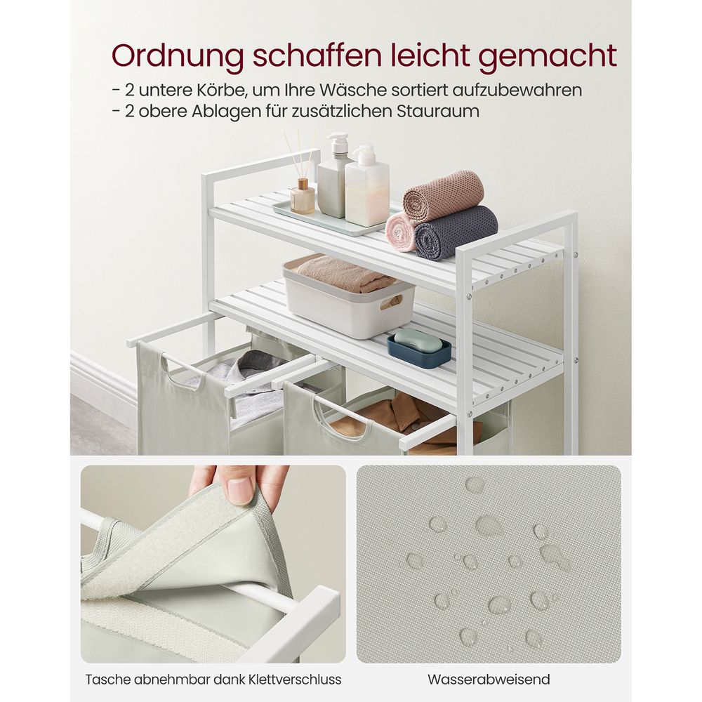 Wasmand en 2 Opbergplanken - Ideaal voor Wasgoed en Badaccessoires - De Vries Meubels