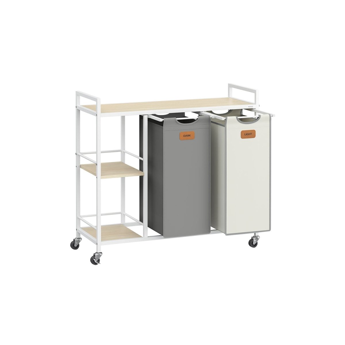 Wasmand Wagen 2 x 50L - Wasmand met Wieltjes - De Vries Meubels