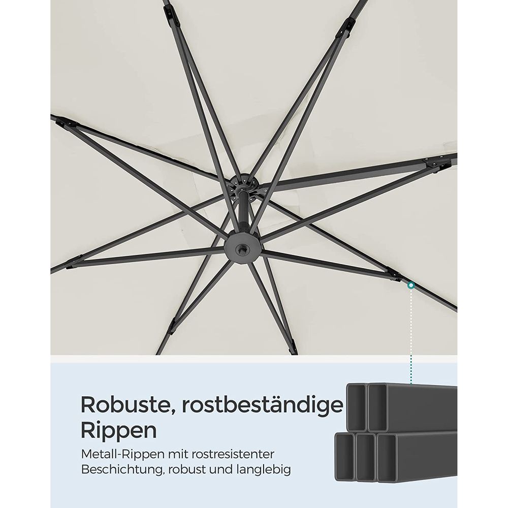 Zweefparasol 290 x 290 cm - Compleet Verstelbaar - Kantelbaar en 360° Draaifunctie - De Vries Meubels