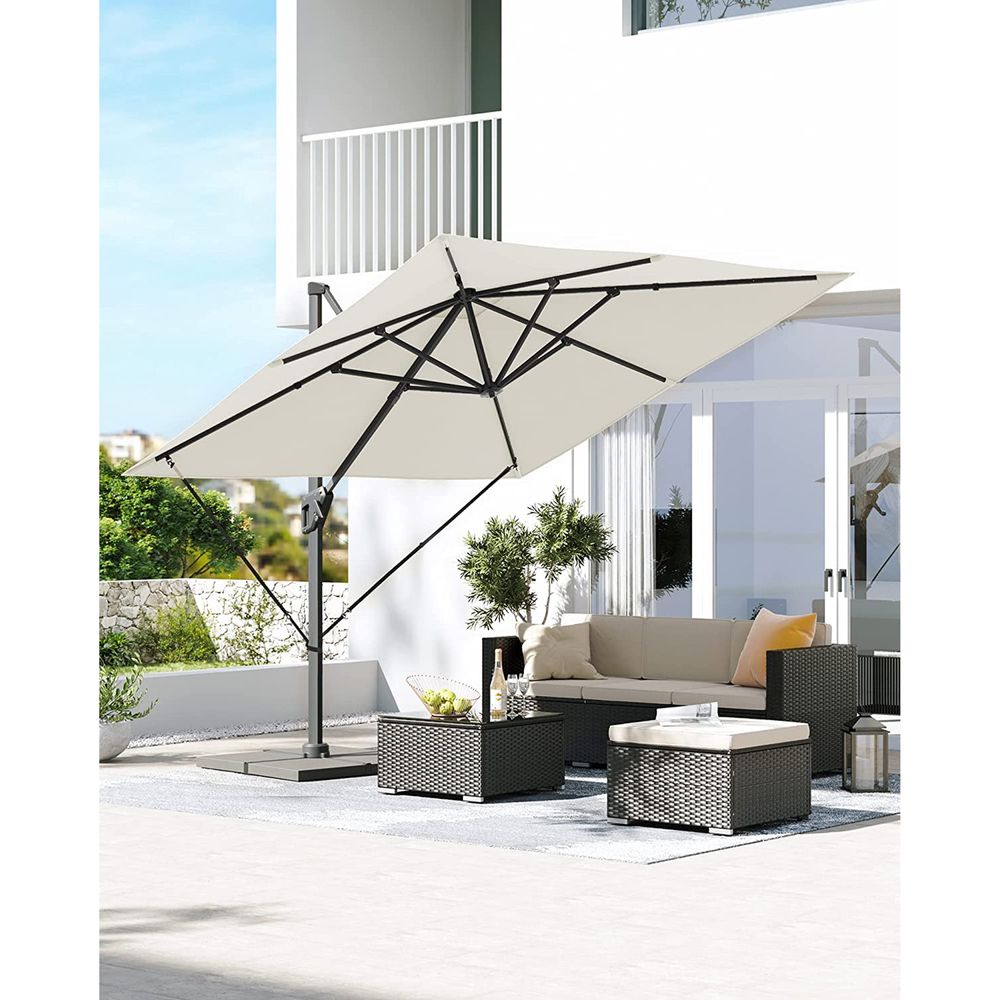Zweefparasol 290 x 290 cm - Compleet Verstelbaar - Kantelbaar en 360° Draaifunctie - De Vries Meubels