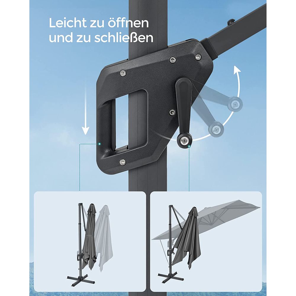 Zweefparasol 290 x 290 cm - Compleet Verstelbaar - Kantelbaar en 360° Draaifunctie - De Vries Meubels