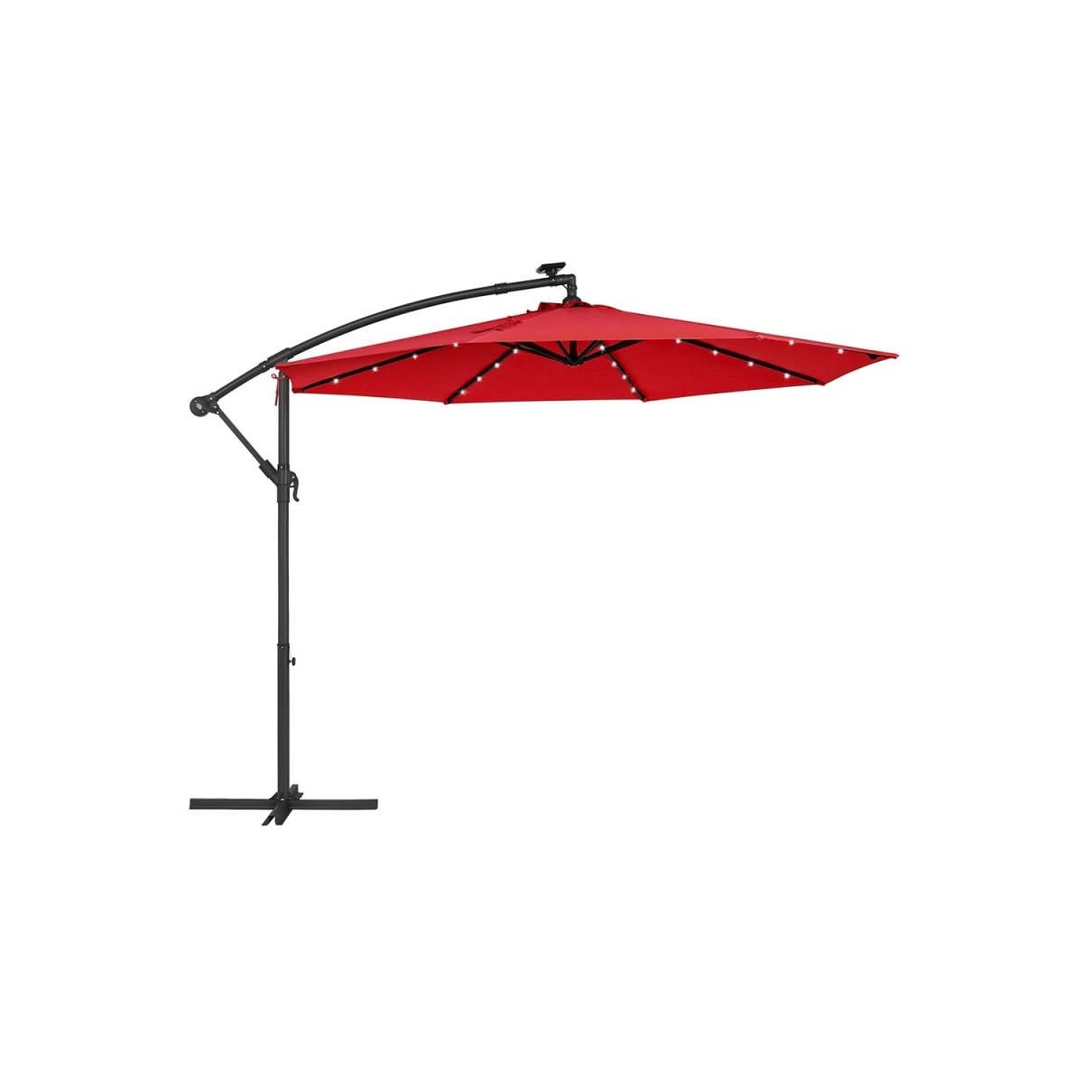 Zweefparasol Ø300 cm met LED - verlichting - Verstelbaar - Zonne - energie - De Vries Meubels