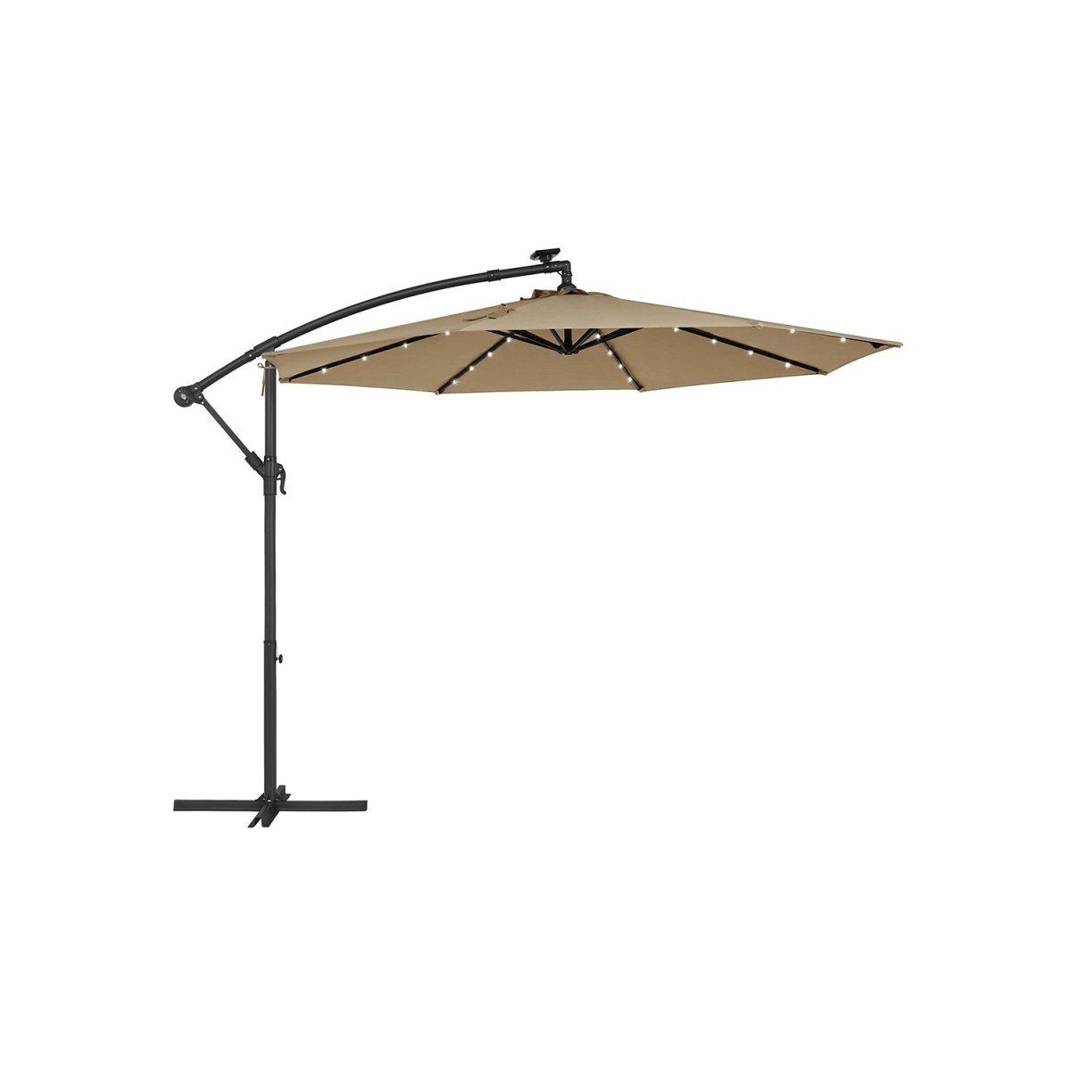 Zweefparasol Ø300 cm met LED - verlichting - Verstelbaar - Zonne - energie - De Vries Meubels