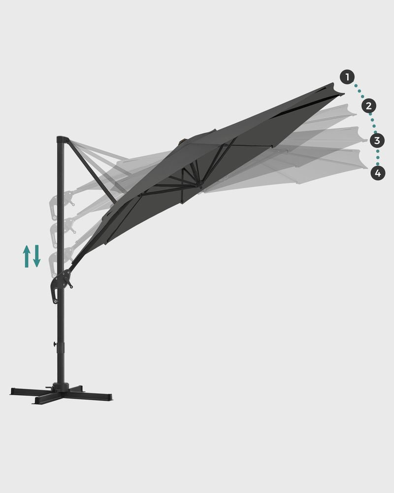 Zweefparasol Ø300 cm – Verstelbaar & UV - bescherming - 360° draaibaar - De Vries Meubels