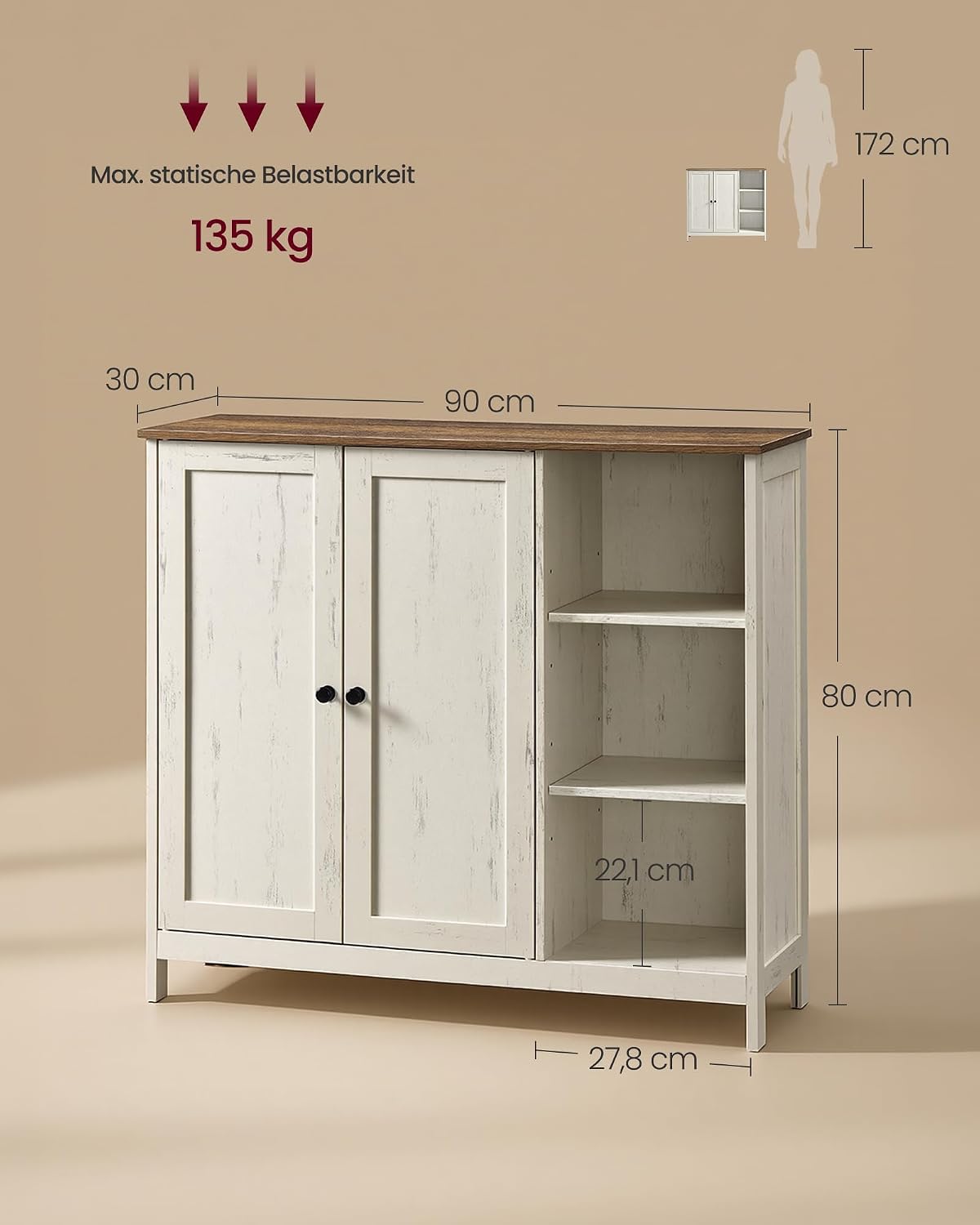Afmetingen badkamerkast 90 x 30 x 80 cm