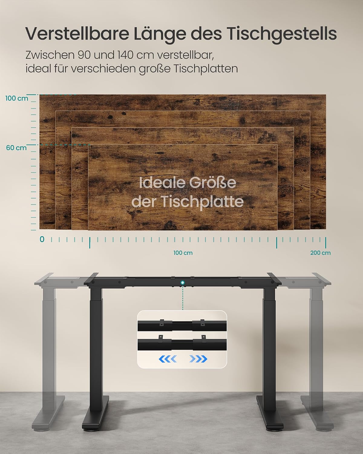 Elektrisch bureau-onderstel dubbele motor