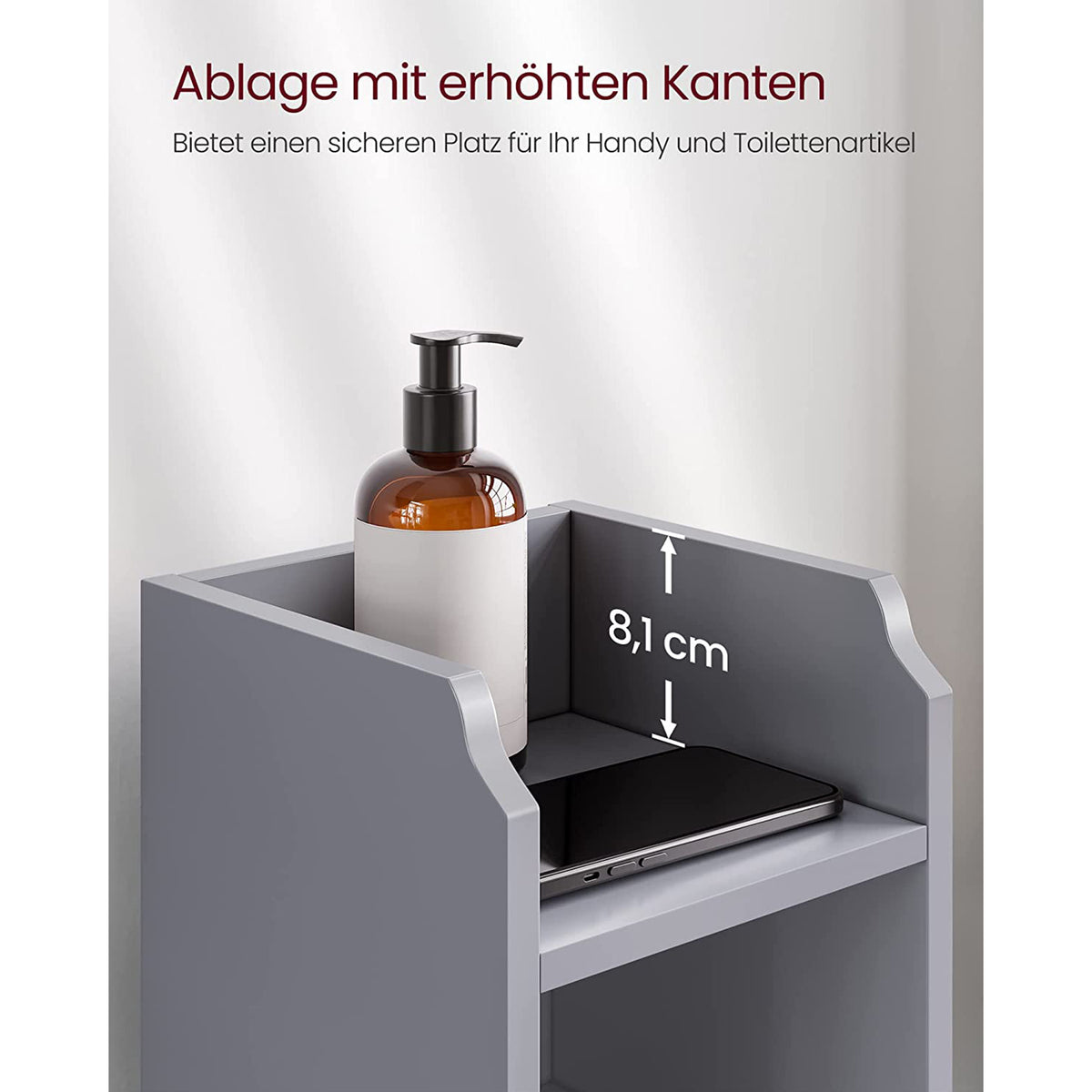 Smalle Badkamerkast met Deur – 2 Open Vakken & Verstelbare Planken – 18 cm Breed – 80 cm Hoog
