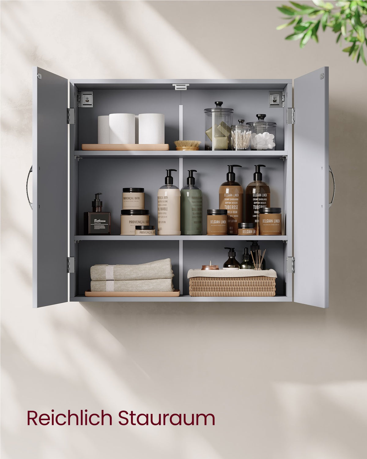 Hangkast voor de Badkamer met 2 Deuren – 2 Verstelbare Planken – Magneetsluiting – 60 x 18 x 60 cm