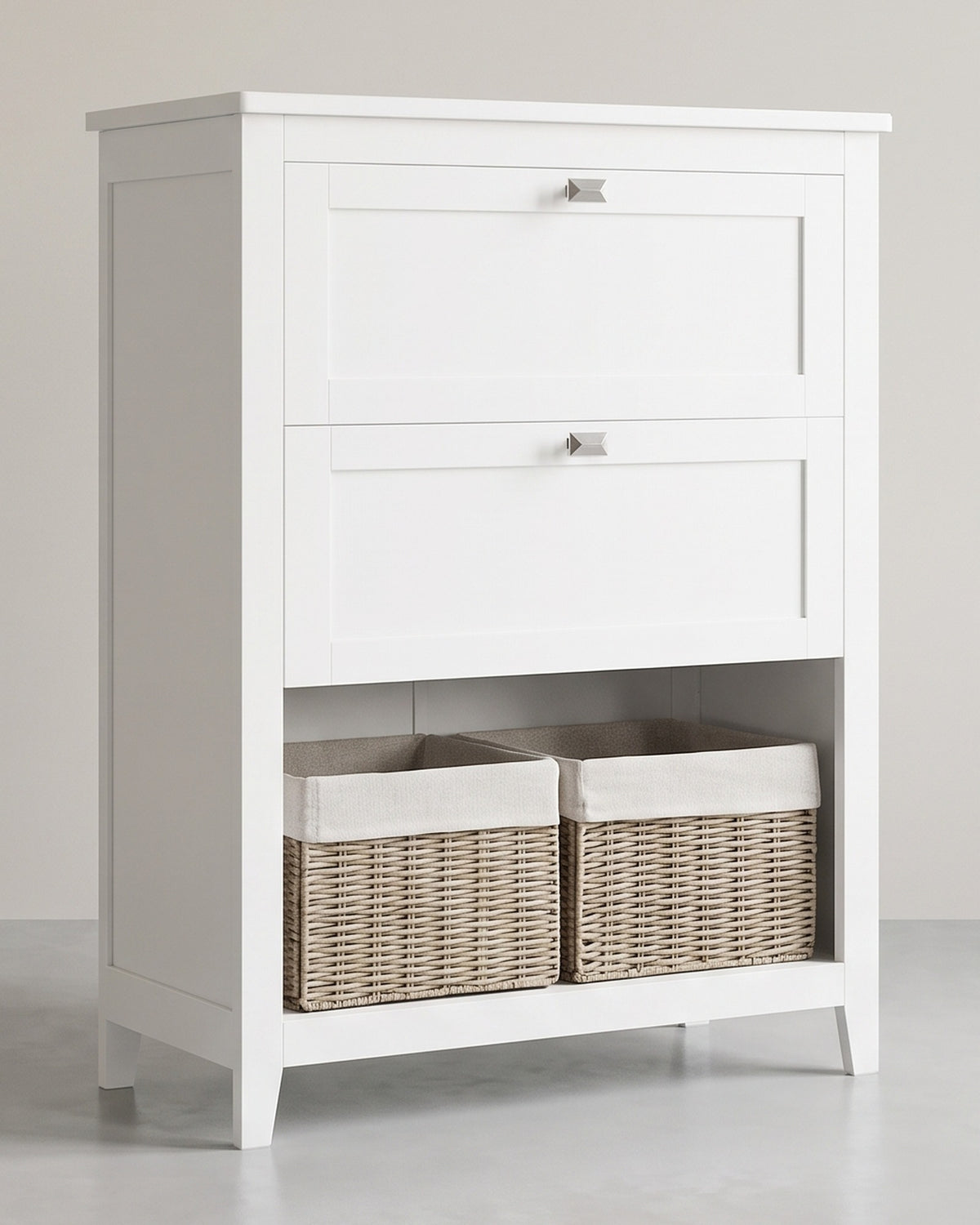 Badkamerkast met 2 Lades en 2 Manden – Verstelbare Vakverdeler – Wit – 60 x 30 x 80 cm