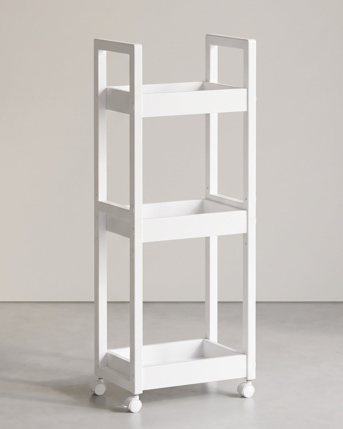 Badkamerrek op Wieltjes – Smal Rolwagentje met 3 Etages – Afneembare Wielen – 30 x 20 x 80 cm