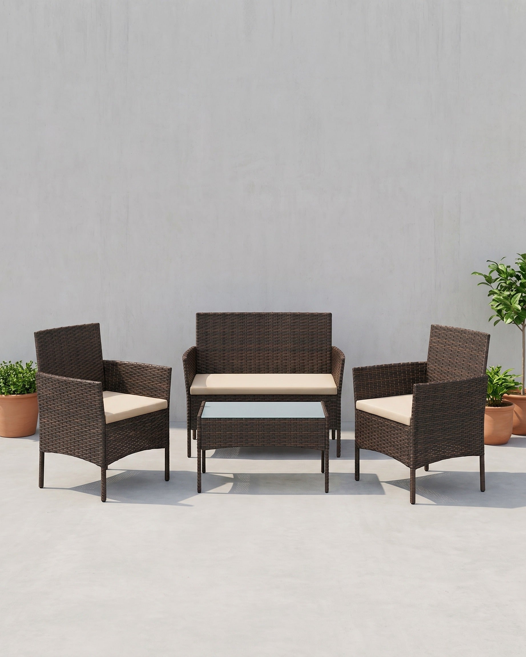 Tuinset met Rattanlook - Balkonset - Tuinstoelen met Tafeltje