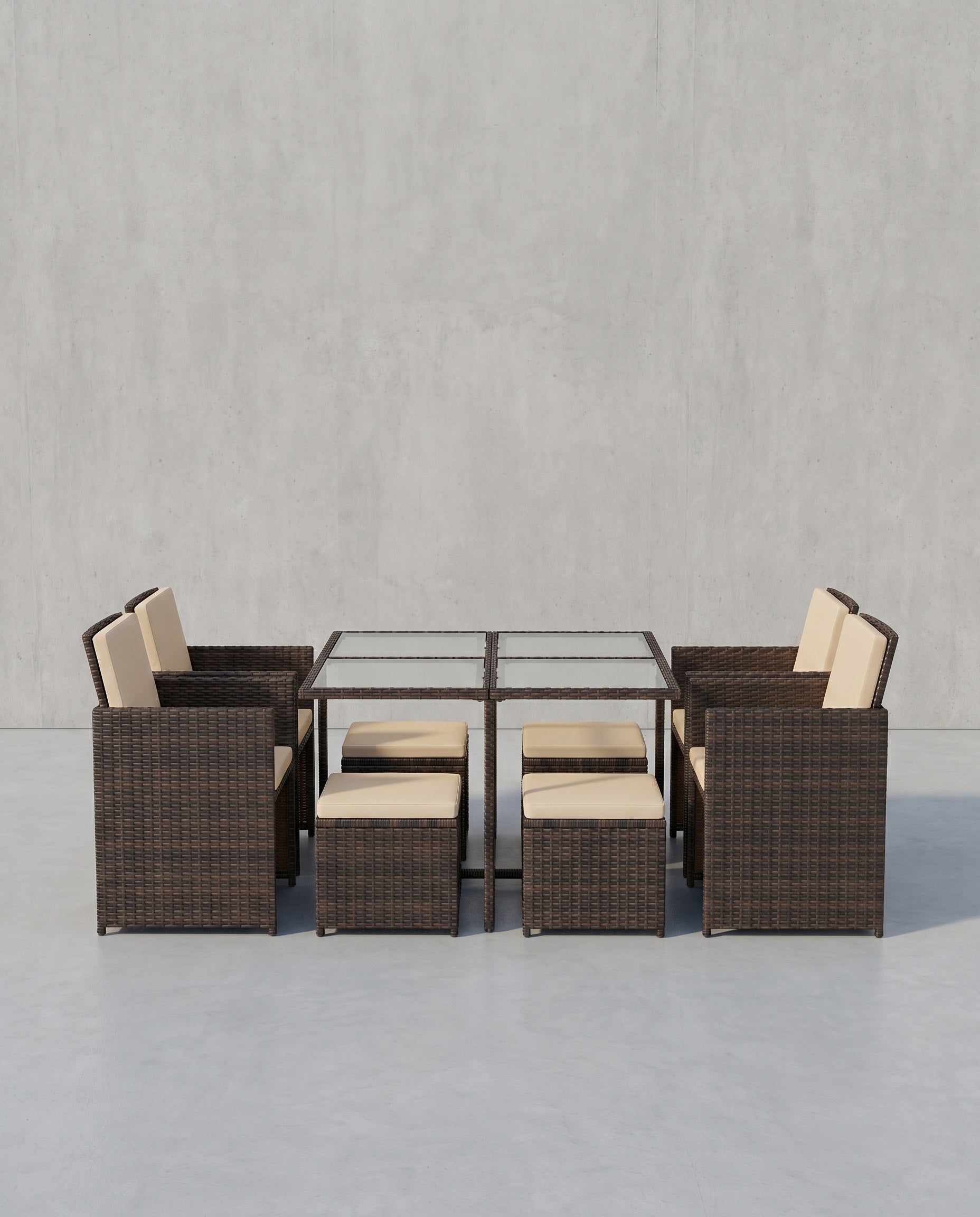 Complete Tuinmeubelset - Polyrattan Stoelen + Tafel - Terras Set met Kussens