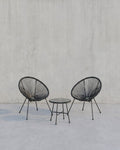 Balkonset - Tuinmeubelset van 3 - Terrasstoelen - Glazen tafelblad - 2 Stoelen