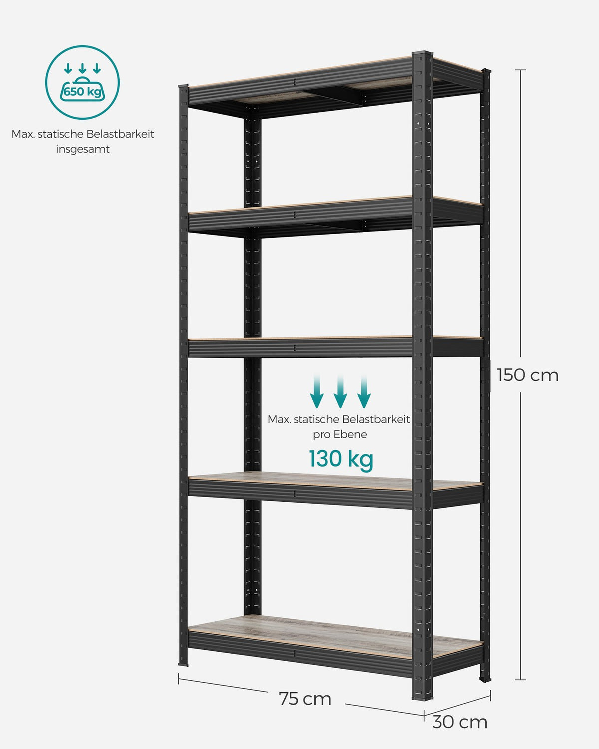 Stellingkast / Opbergrek – Verstelbare Planken – tot 120 kg per Plank – Stalen Frame voor Keuken, Garage & Berging